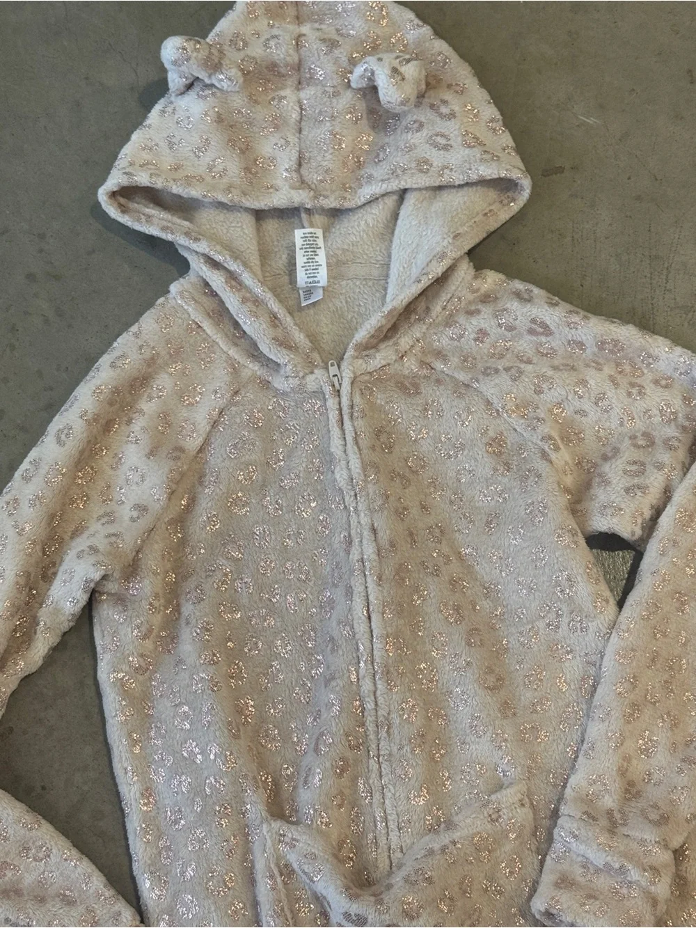 Justice Plush Hooded Kids Onesie Pajamas in Light Tan